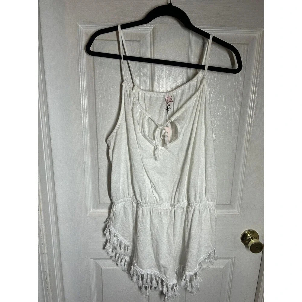 Victorias Secret Women Rompers Size L White One Piece Spaghetti Strap Tassels